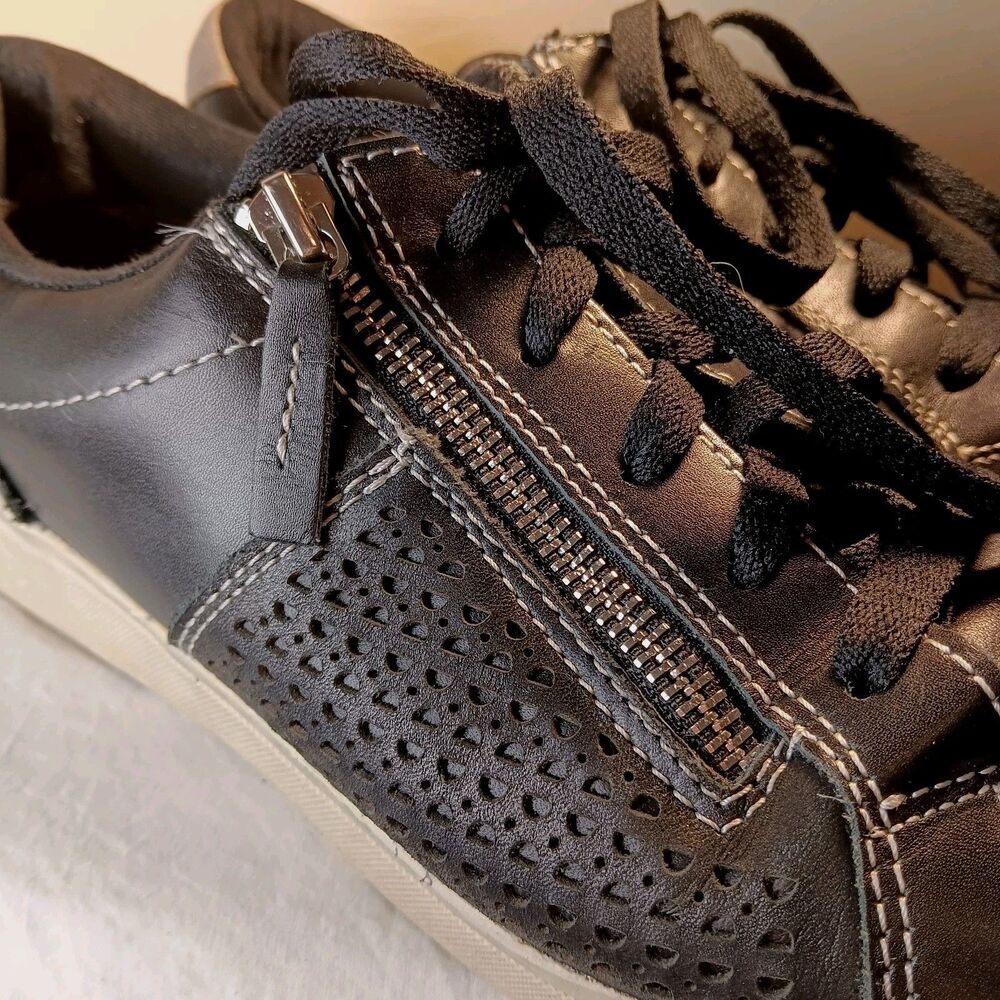 Earth Origins Black LEATHER Netta SNEAKER Low Profile Comfortable Casual Sporty